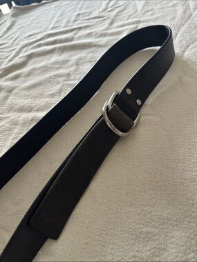 Polo by Ralph Lauren Black Leather Belt with Silver D-Ring